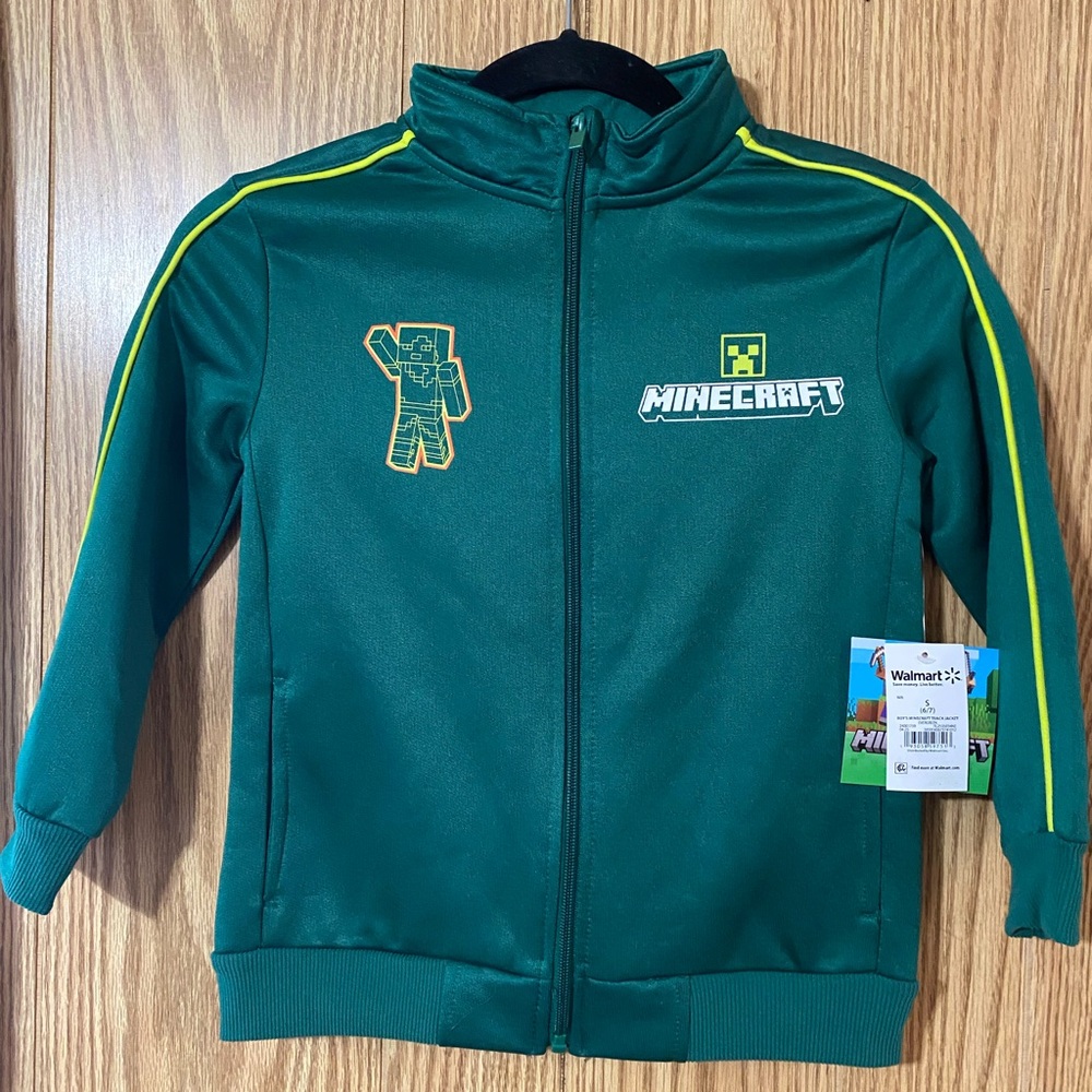 Minecraft Kids' Green Track Jacket with Yellow Trim